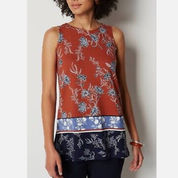 J Jill Wearever Layering Tank Top Pottery Vine Jacobean Medium - Picture 1 of 12